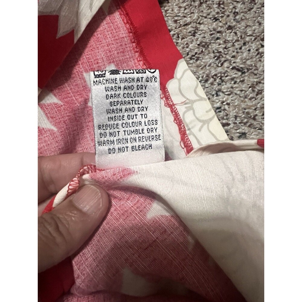 Boden Red Bold Floral Cotton V Neck Knee Length Dress Women Size 10R - Picture 8 of 8